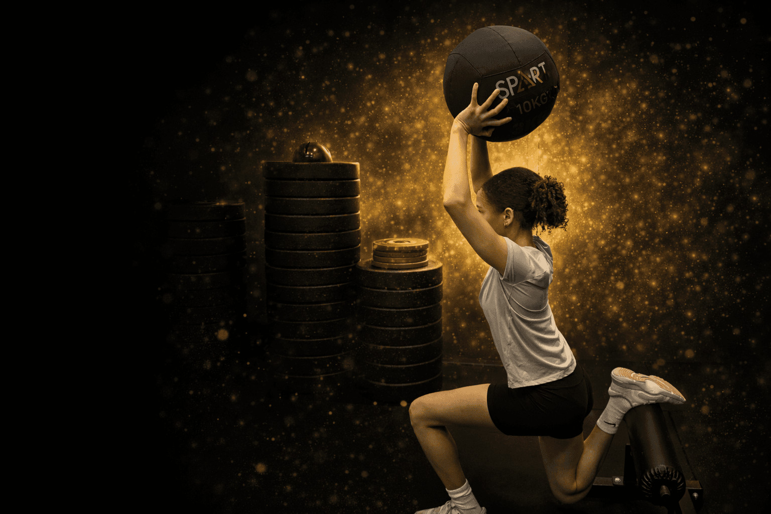 Overhead medicine ball conditioning work