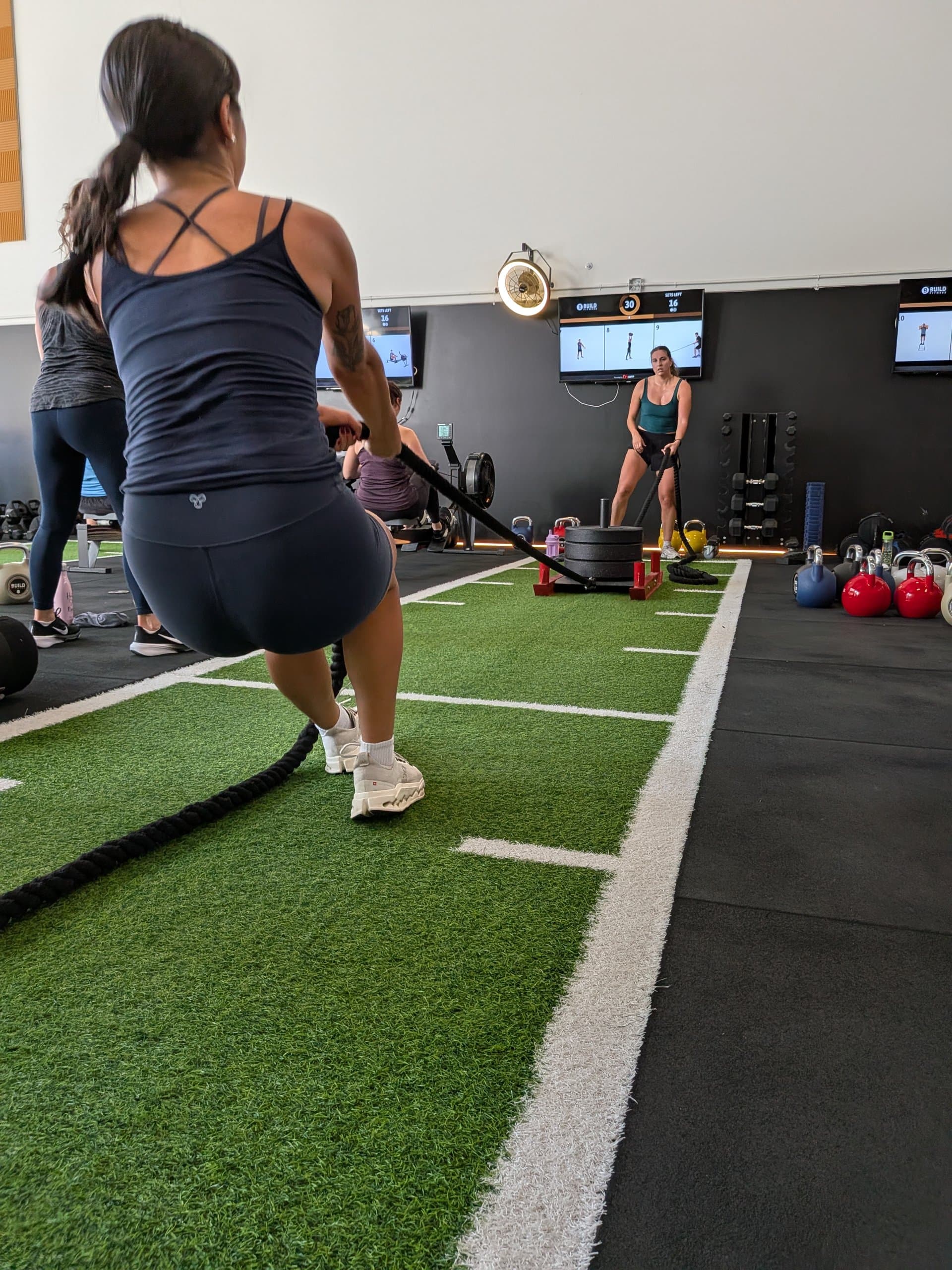 Group battle rope conditioning work at Build Fitness in Port Coquitlam