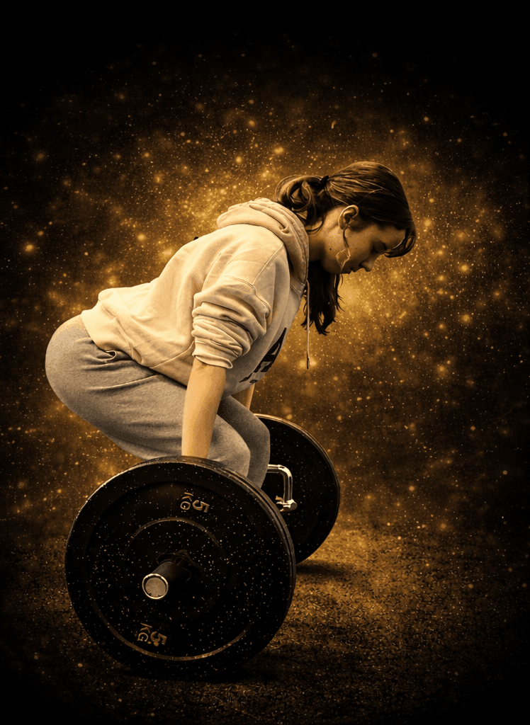 Deadlift set-up with a loaded barbell